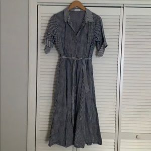 Calvin Klein midis navy checkered dress 10p